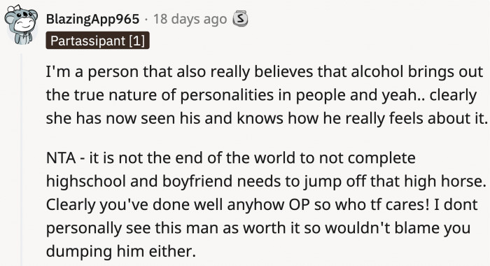 If he has been picking on OP about this ever since the first date, then there's not a lot of reason why OP should listen to his crap