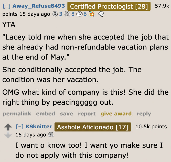 Now, people don't want anything to do with the company the original poster is working for.