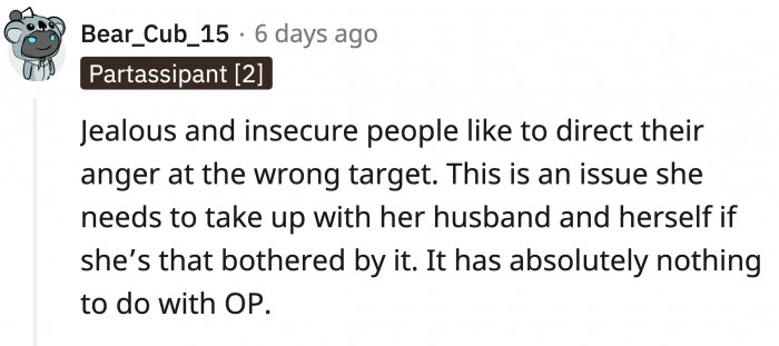 OP has nothing to do with their marital problems. Roger chose to read OP's books, and what he did next was also on him.