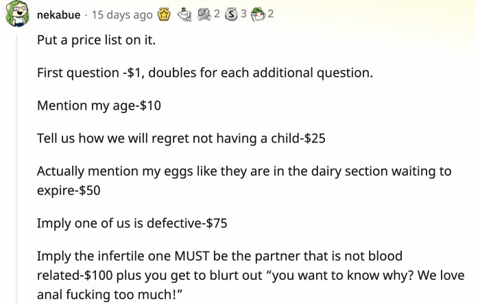 OP should update her price list to match the current inflation rate