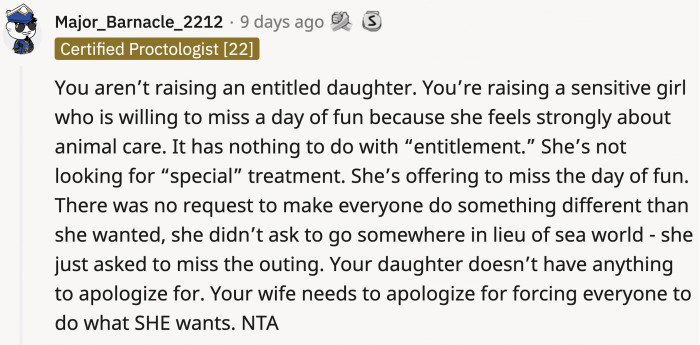 OP's Daughter Is Not Entitled in Any Way. His Wife Should Look Up the Definition of Entitled and Then Look in a Mirror to See Why She Felt She Was ~Entitled~ to an Apology.