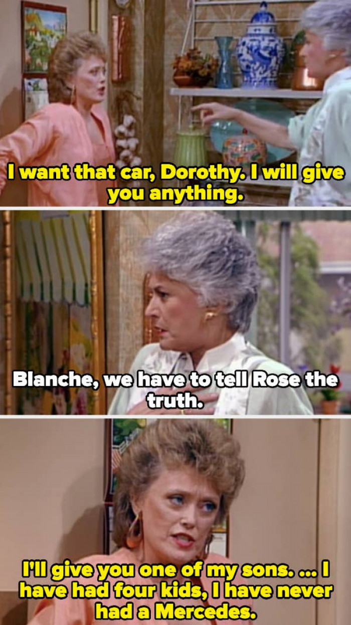 18. The Golden Girls - Blanche said that she had four children, but as the series unfolds, it becomes clear that she has six: four boys and two daughters.