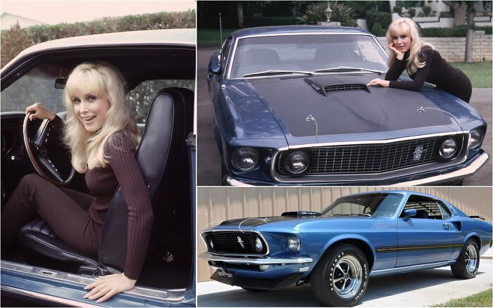 13. Barbara Eden in her 428 Cobra Jet Mustang in 1970