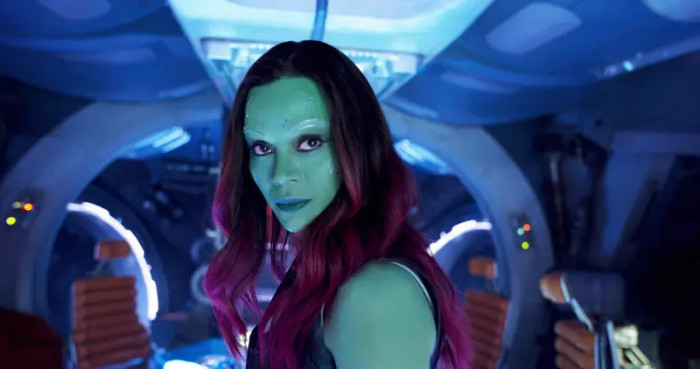7. Zoe Saldaña portrays Gamora.