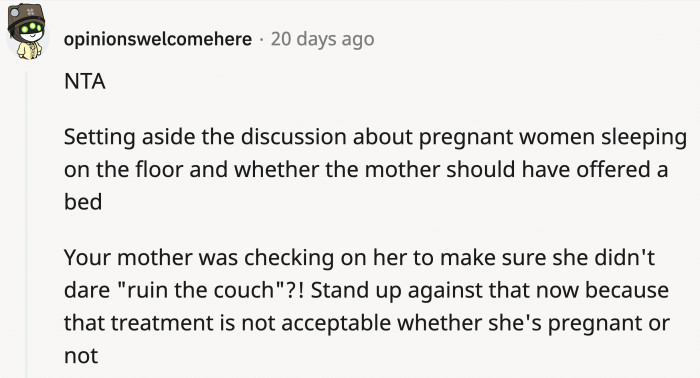We have faith that OP will set stronger boundaries because if he doesn't, his mom's behavior will just escalate.