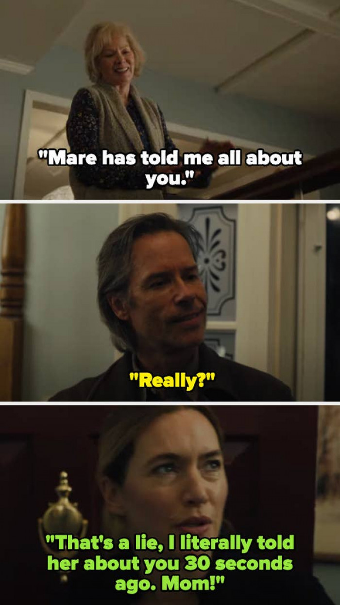 12. Mare of Easttown: Being a typical parent who greets her daughter's date.