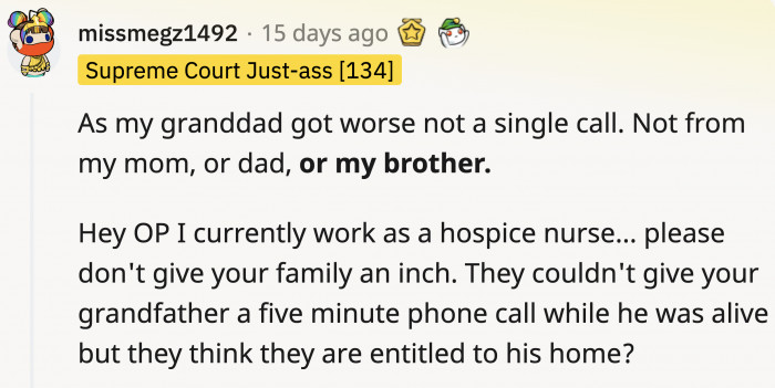 A hospice nurse gave OP a much-needed perspective.