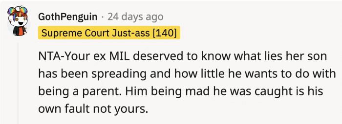 The ex-husband was mad at getting caught, but people think he definitely deserves it.
