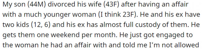 My son divorced his wife