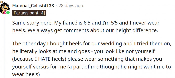 The height difference comments can be cute.