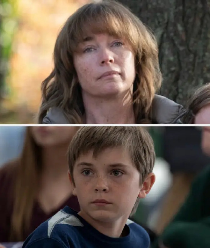 8. Julianne Nicholson as Lori and Cameron Mann as Ryan Ross in Mare of Easttown