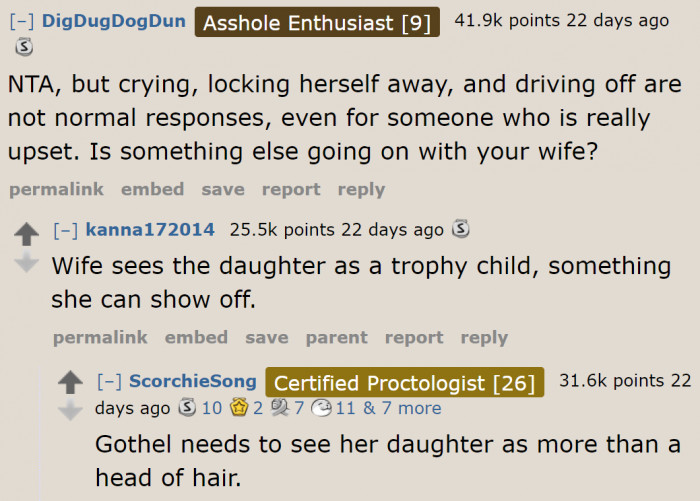 Redditors agree that the wife's response to the situation was just over the top.