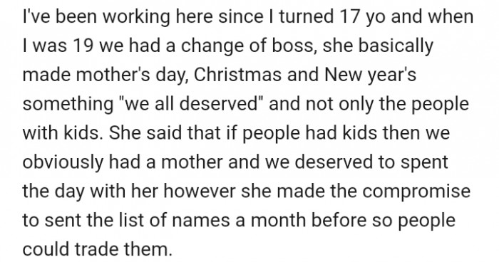 Mother's Day came along, and to everyone's surprise, the grieving mom wasn't on the list of workers scheduled to get a break