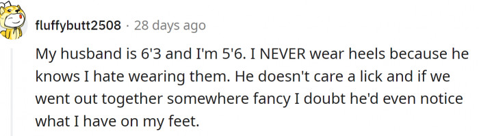 Most women don't wear heels.