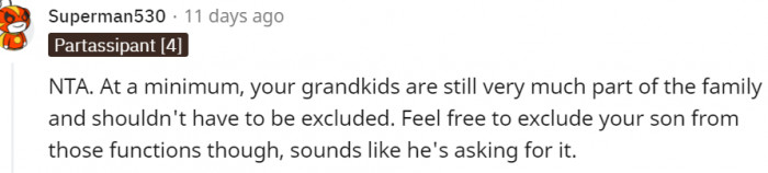 25. Feel free to exclude your son