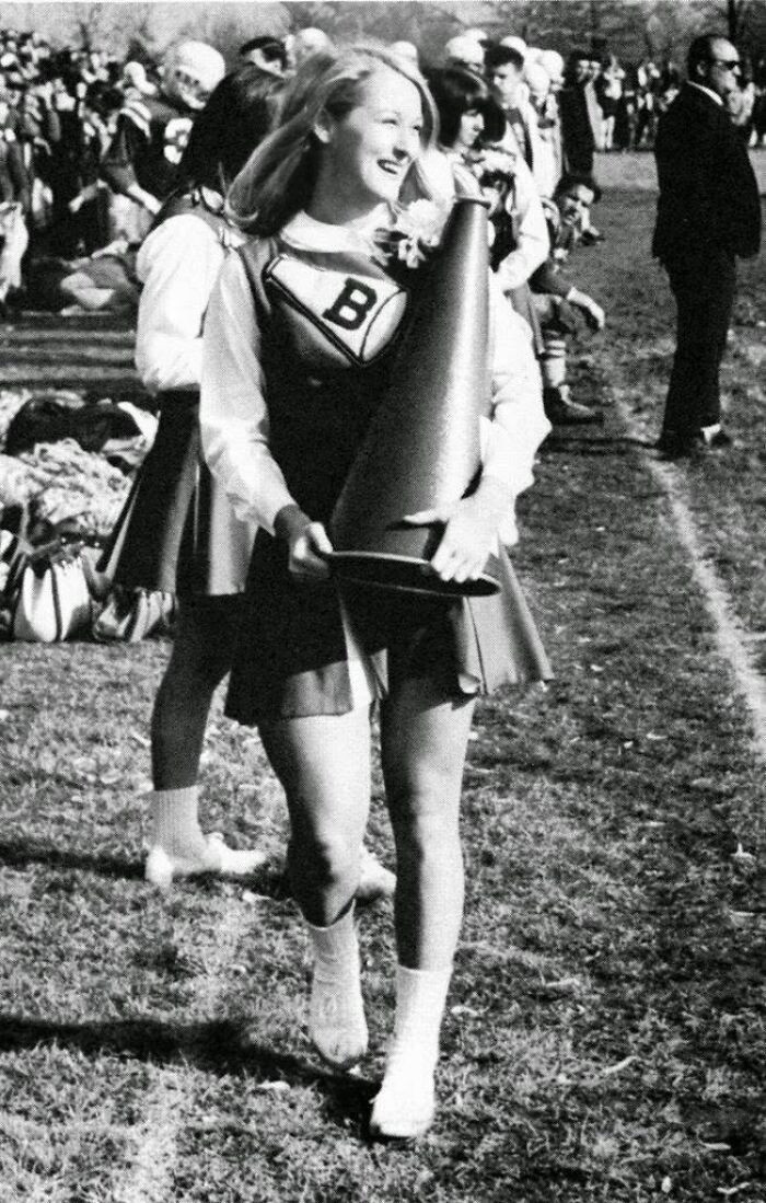 18. Meryl Streep during her cheerleader days at Bernards High School, Bernardsville, NJ in 1966