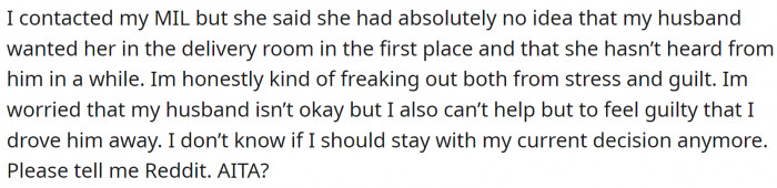 The mother-in-law, on the other hand, had no idea about her son's crazy plan. Now OP is upset about the whole situation and asks if she should cave.