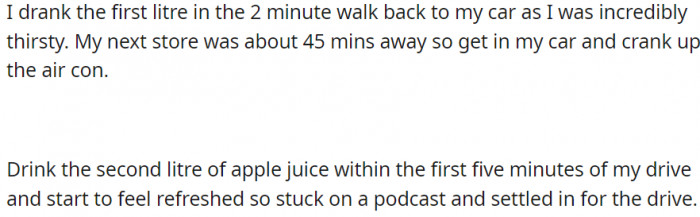 Drank the first litre