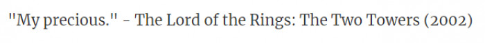 15. From the movie The Lord of the Rings in 2002