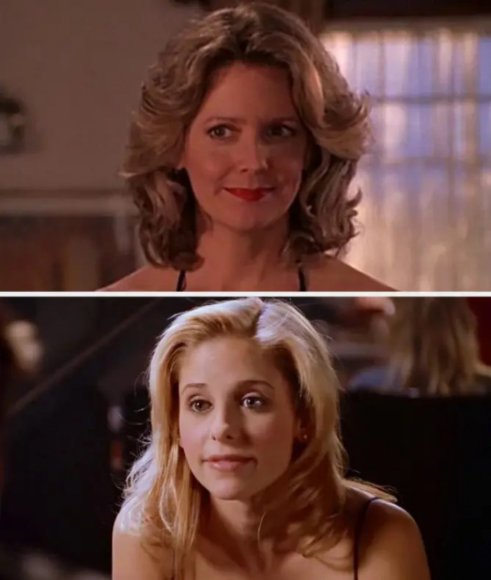 18. Kristine Sutherland as Joyce and Sarah Michelle Gellar as Buffy Summers in Buffy the Vampire Slayer