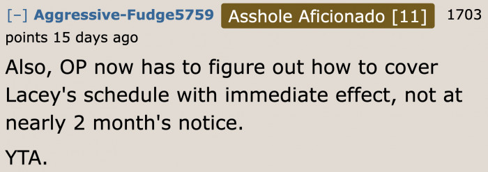 The manager now has to deal with the consequences of not keeping his word.