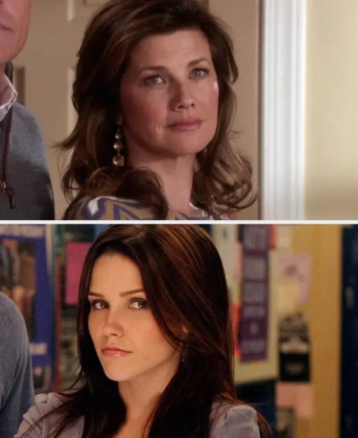 6. Daphne Zuniga as Victoria and Sophia Bush as Brooke Davis in One Tree Hill