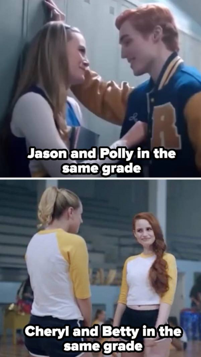 20. Riverdale - Jason and Cheryl Blossom are twins; however, they are in separate school grades.