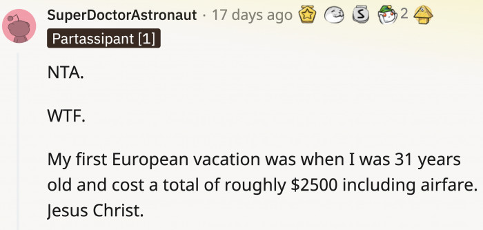 I don't think the daughter has a similar way of traveling as the rest of us.