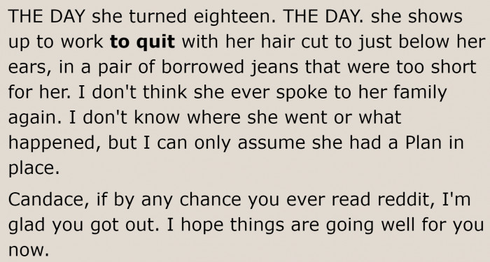 We hope she's in a good place now.