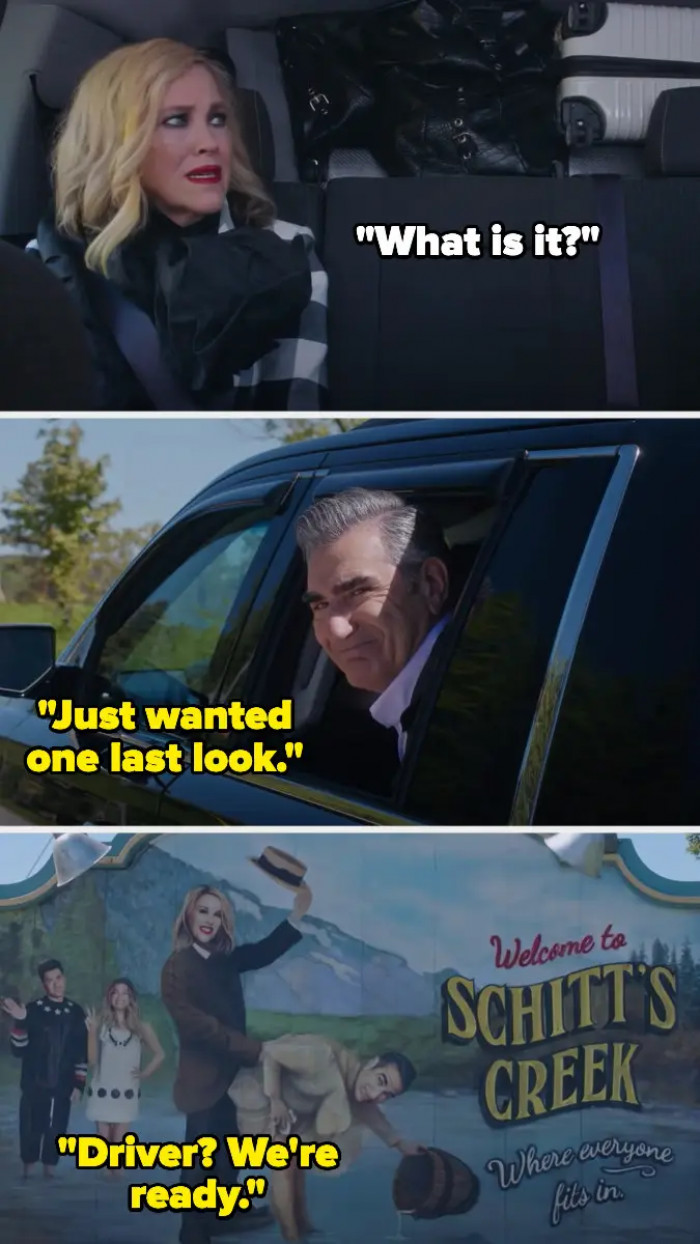 8. Schitt’s Creek ended with Johnny taking a last look at the town he now loved