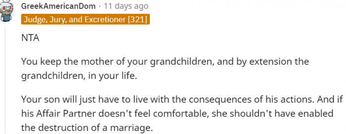 9. You can keep your grandchildren and their mother as well