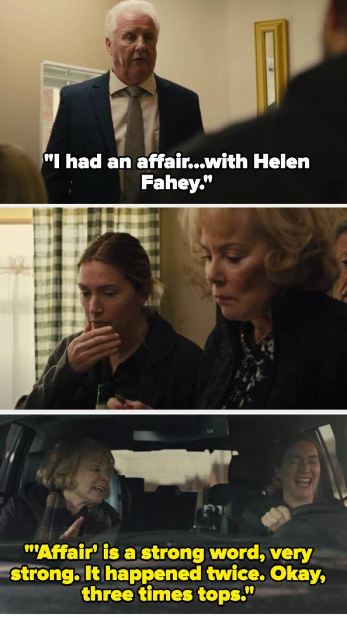 11. Mare of Easttown: The moment when Mr. Carroll revealed to everyone at his wife's funeral that he had an affair with Helen: