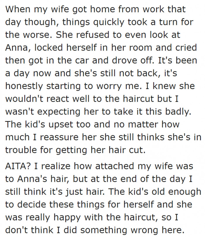 The wife's overreaction