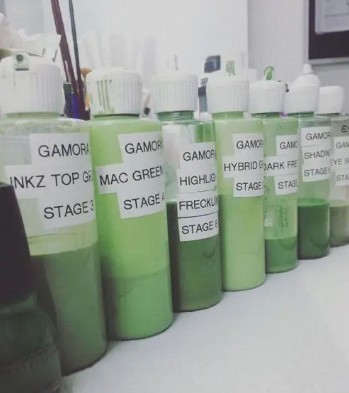 28. The amount of green makeup it takes to achieve that signature Gamora glow