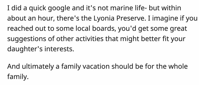 OP and His Daughter Should Use That Time Instead to Visit Ethical Marine Preservations
