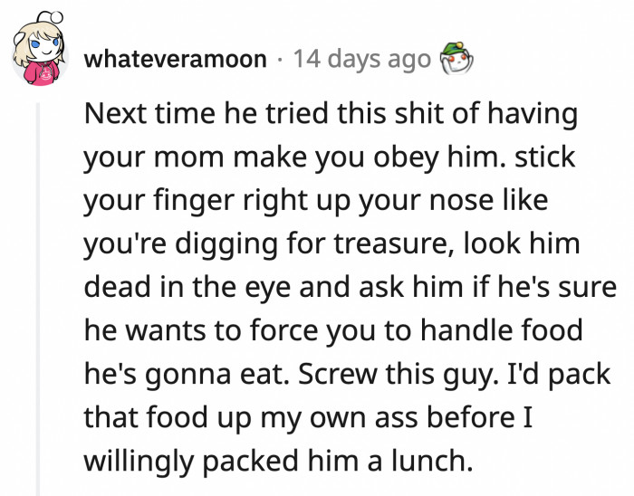 That would be an unwelcome relish for his sandwich.