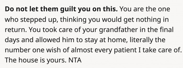 OP gave her grandfather the best sunset years any person in that state could have asked for.