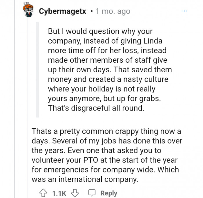 People are digging into the company for making workers trade off their breaks rather than giving them more days off when necessary