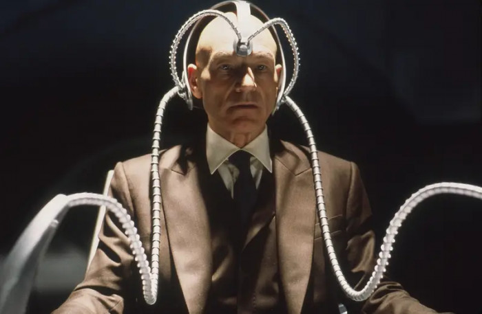 16. Patrick Stewart acting as Professor X in the X-Men movies