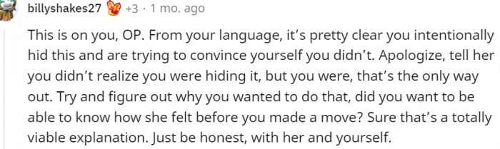 13. Just be honest with her and yourself