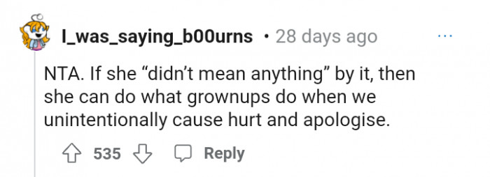 When a grown-up unintentionally hurts someone, they apologize.