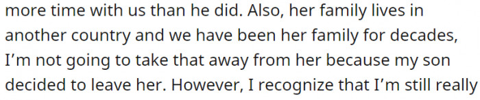 Her family lives in another country