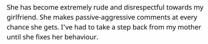 The pregnancy announcement seems to have triggered a change in his mother.