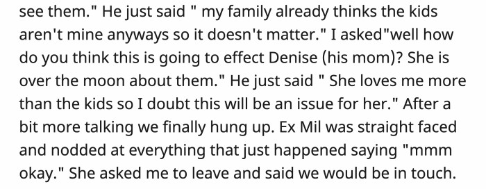 the mother-in-law told her she would be in touch.