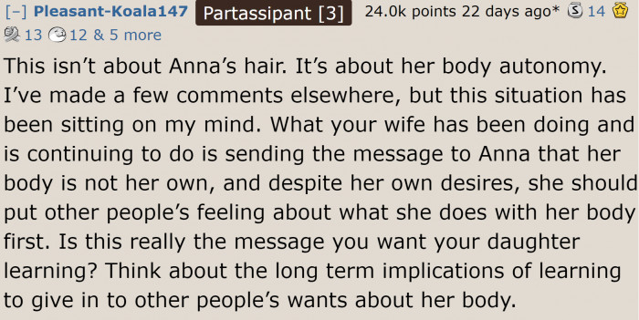 The original poster needs to address this situation. It could be damaging for his daughter in the future.