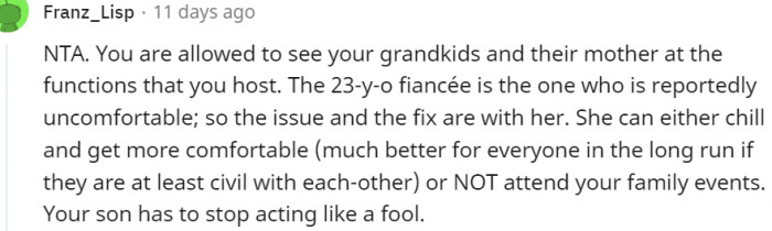 7. You are allowed to see your grandkids and their mother