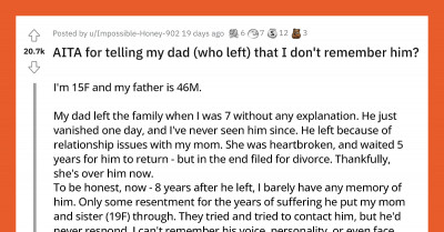 Daughter Sees Her Dad After 8 Years and Asks If She's in the Wrong for How She Reacted to Seeing Him