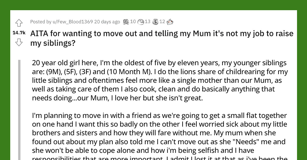 20-Year-Old Female, Who Is Being Parentified By Her Mom, Wants To Move Out Of Her Home