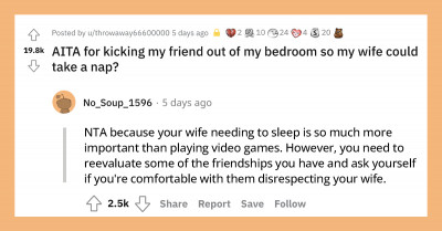 Guy Kicks His Friend Out Of The Bedroom So His Wife Can Take A Nap, Now Their Friendship Is Hanging By A Thread