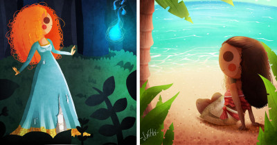 14 Disney Characters Look Like Whimsical Dolls In This Adorable Illustrative Series